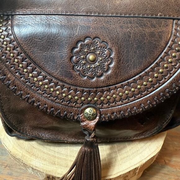 Patricia Nash VINTAGE Camila Leather Crossbody Shoulder-Bag Boho Rustic - Picture 2 of 12